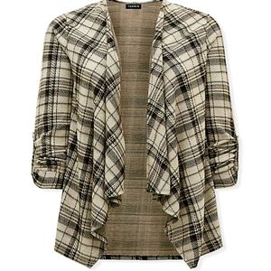 Torrid Plaid Drape Front Cardigan Jacket